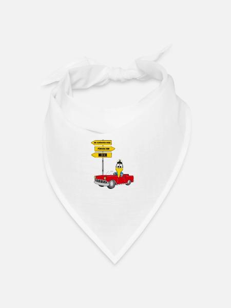 MÖWE - AUTO - DIE SCHÖNSTEN WEGE FÜHREN ZUM MEER - Bandana Dreieckstuch - Weiß