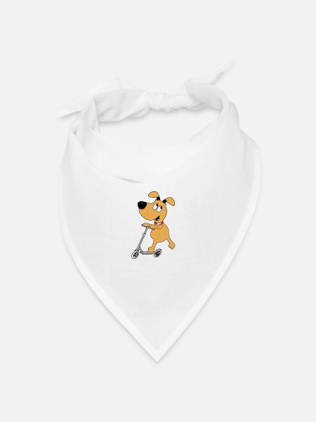 ROLLER - SCOOTER - HUND - TIER - TIERISCH - GUT - Bandana Dreieckstuch - Weiß