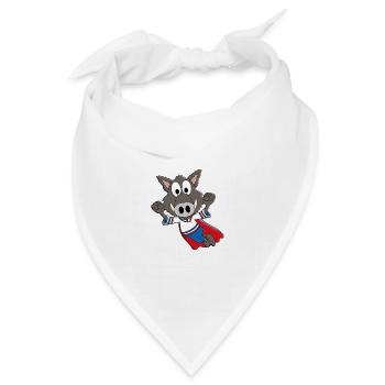 WILDSCHWEIN - KEILER - SUPERHELD - TIER - KINDER - Bandana Dreieckstuch - Weiß - Vorne