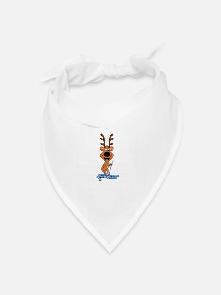 REH - SKI - SKIER - WINTERSPORT - TIER - TIERISCH - Bandana Dreieckstuch - Weiß