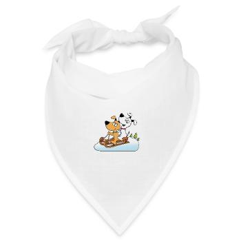 SCHNEE - SCHLITTENFAHREN - RODELN - HUNDE - Bandana Dreieckstuch - Weiß - Vorne
