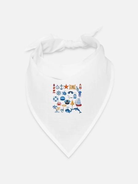 Nautischer Geist für die Sommerzeit - Bandana Dreieckstuch - Weiß