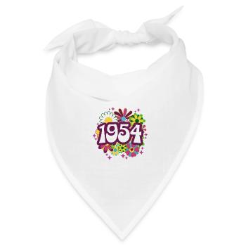 Retro Groovy Jahr 1954 Frau 70 Jahre Jubiläum - Bandana Dreieckstuch - Weiß - Vorne