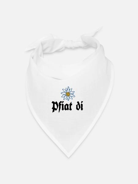 Pfiat di - Alpen Edelweiß Gruß aus Bayern - Bandana Dreieckstuch - Weiß