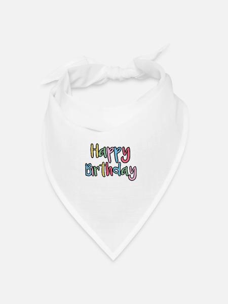 Glückwunsch Geburtstagsgruß Geschenkidee - Bandana Dreieckstuch - Weiß