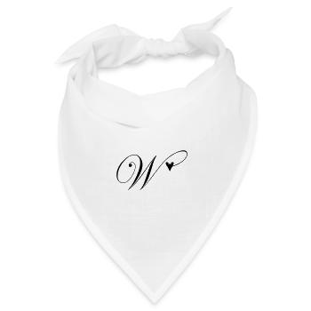 Monogramm W Herz Ranke - Bandana Dreieckstuch - Weiß - Vorne