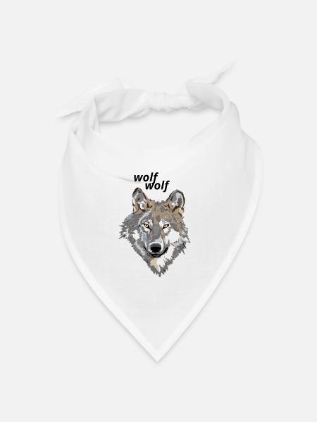 Wolf - Bandana Dreieckstuch - Weiß
