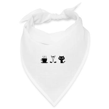 Kaffee. Katzen. Golf - Bandana Dreieckstuch - Weiß - Vorne