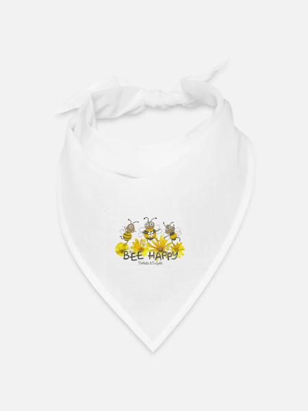 Bee Happy - Bandana Dreieckstuch - Weiß