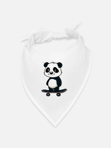 Skateboard Panda - Bandana Dreieckstuch - Weiß