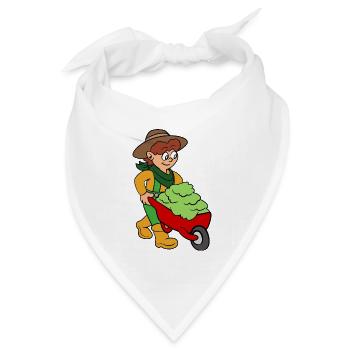Gärtnerin mit Schubkarre - Bandana Dreieckstuch - Weiß - Vorne