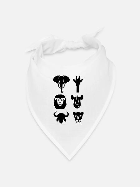 Afrika Wildnis Tiere - Bandana Dreieckstuch - Weiß