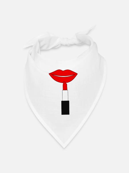 Lippenstift Lippen rot - Bandana Dreieckstuch - Weiß