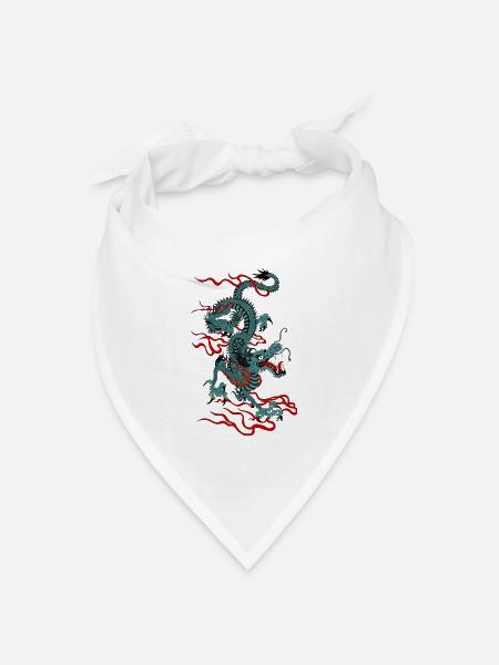 Drache Glücksdrache Neues Jahr - Bandana Dreieckstuch - Weiß