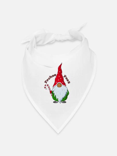 Wichtel mit Weihnachtsmütze - Bandana Dreieckstuch - Weiß