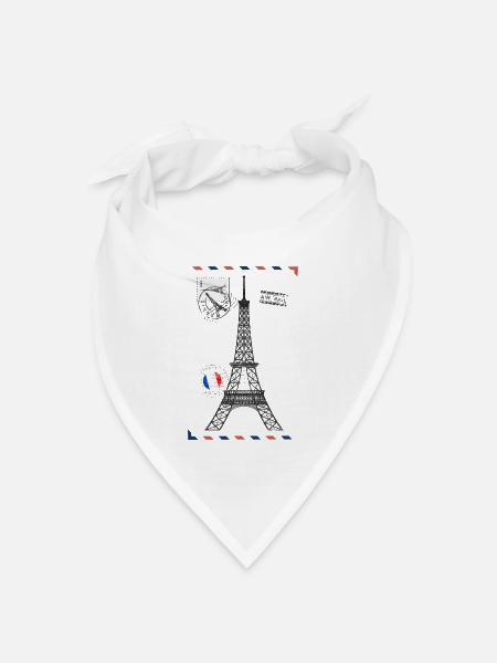 Paris Postkarte Eiffelturm - Bandana Dreieckstuch - Weiß