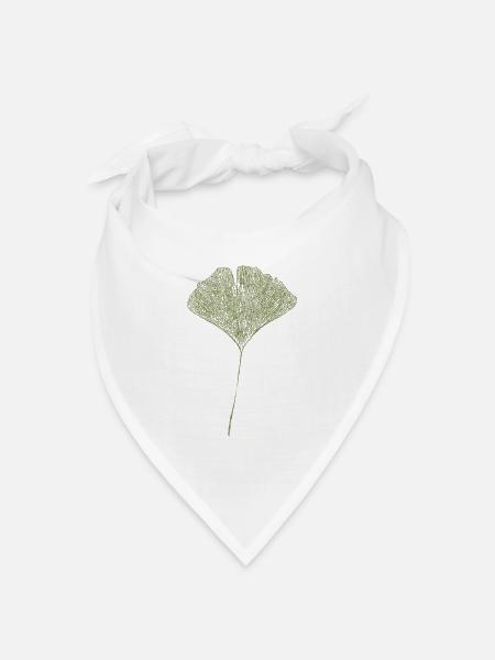 Blatt Ginkgo / Ginkgoblatt - Bandana Dreieckstuch - Weiß