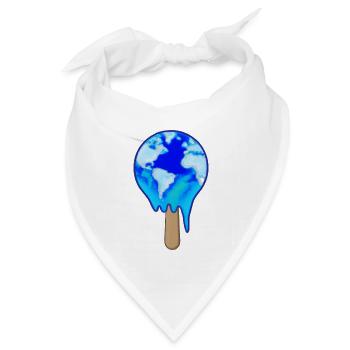 Eis am Stiel mit Erdkugel Schmelzend Klimawandel - Bandana Dreieckstuch - Weiß - Vorne