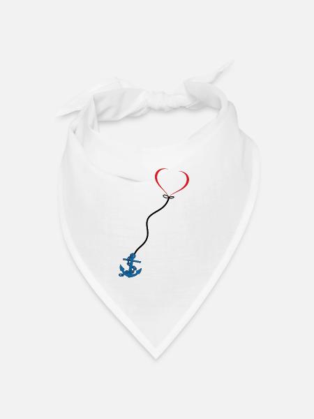 Anker mit Herz - Bandana Dreieckstuch - Weiß