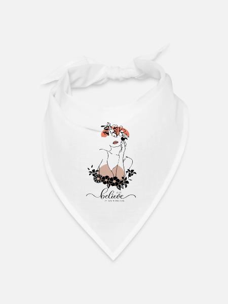 Moderne Kunst, Kunstlinie, glaube an deinen Traum - Bandana Dreieckstuch - Weiß