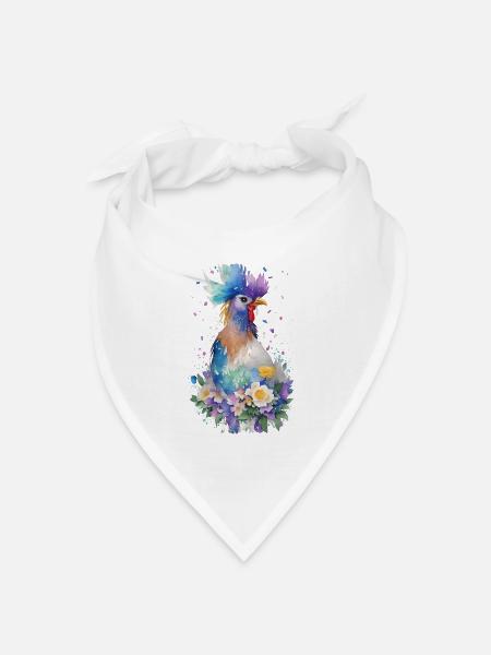 verrücktes Huhn - Bandana Dreieckstuch - Weiß