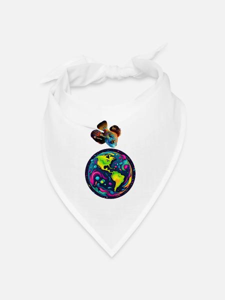 Der Fisch und sein Planet - Bandana Dreieckstuch - Weiß