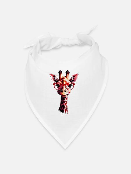 Süße Giraffe mit Brille - Bandana Dreieckstuch - Weiß