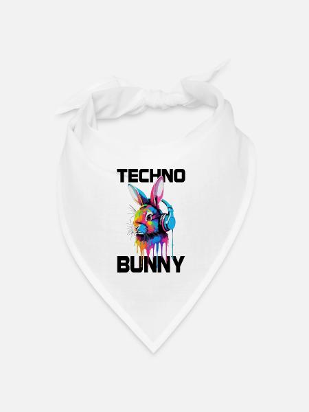 Techno Bunny - Bandana Dreieckstuch - Weiß