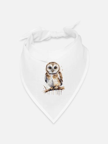 Aquarell Baby Eule erobert Herzen - Bandana Dreieckstuch - Weiß