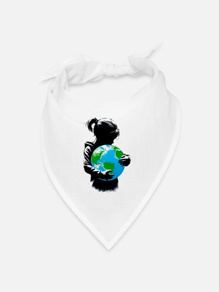 Planet Erde - Bandana Dreieckstuch - Weiß