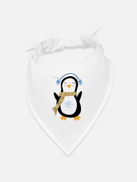 Winter Pinguin - Bandana Dreieckstuch - Weiß