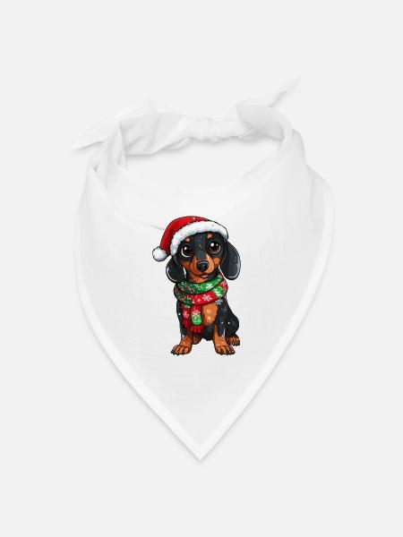 Weihnachts Dackel - Bandana Dreieckstuch - Weiß