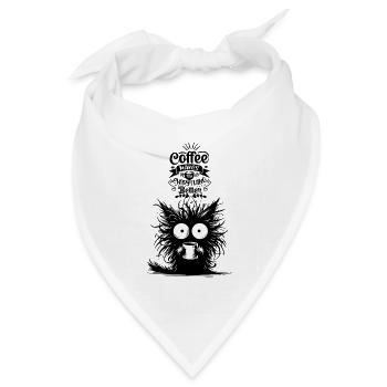Kaffee Katze Koffein Büro Kollege Motivation Funny - Bandana Dreieckstuch - Weiß - Vorne