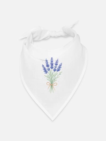 Lavendel Sträußchen - Bandana Dreieckstuch - Weiß