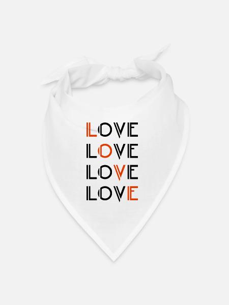 Love / Liebe - Bandana Dreieckstuch - Weiß