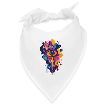 bunte psychedelische Kunst Grafik LSD Farbtropfen - Bandana Dreieckstuch - Weiß - Vorne