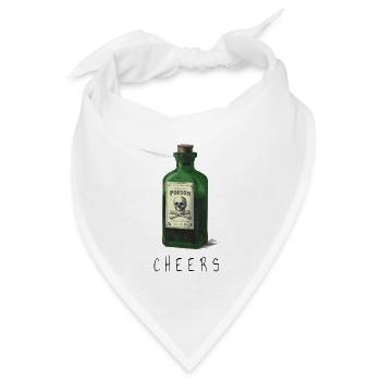 Grüne Giftflasche mit Totenkopf - Bandana Dreieckstuch - Weiß - Vorne