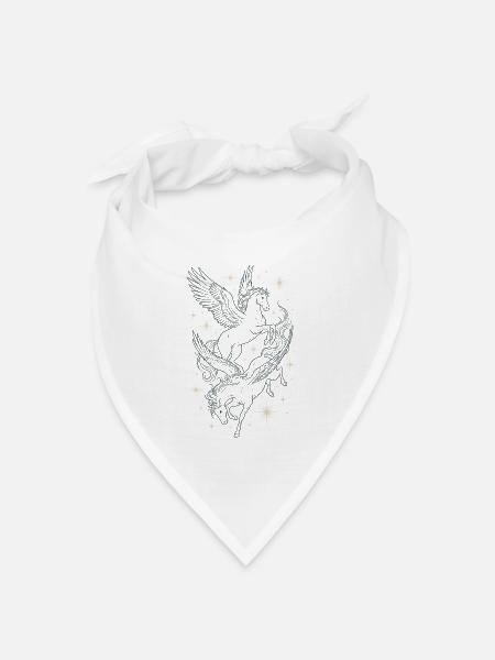 Zwei himmlische Pegasus in Sternen - Bandana Dreieckstuch - Weiß