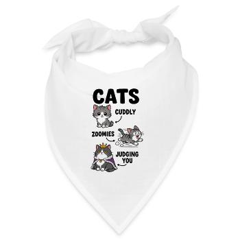 Cat Moods Cuddly Zoomies Judging You Funny Cat Art - Bandana Dreieckstuch - Weiß - Vorne
