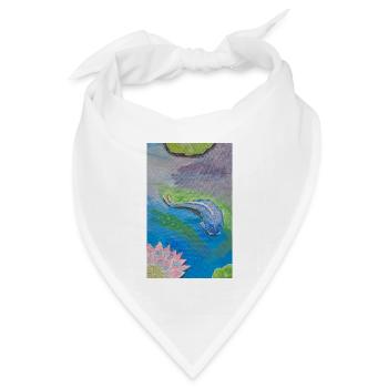 Blauer Tropenfisch über Lotuse - Bandana Dreieckstuch - Weiß - Vorne
