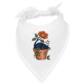 Schlafende Katze im Garten - Bandana Dreieckstuch - Weiß - Vorne