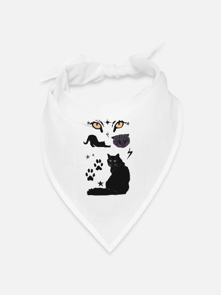 Schwarze Katzen - Bandana Dreieckstuch - Weiß