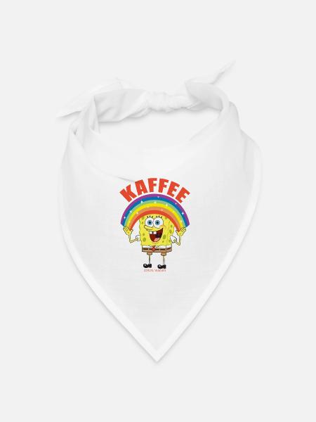 Spongebob Schwammkopf Kaffee Und Regenbogen - Bandana Dreieckstuch - Weiß