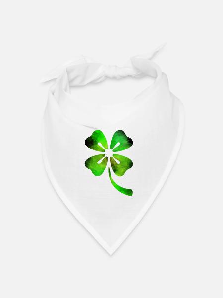 Kleeblatt Aquarell St. Patricks Day - Bandana Dreieckstuch - Weiß