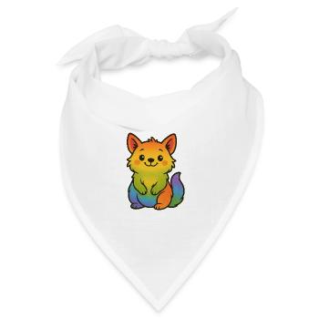 Bunter Regenbogen Fuchs - Bandana Dreieckstuch - Weiß - Vorne