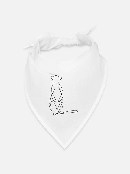 Erdmännchen One Line Art Motiv - Bandana Dreieckstuch - Weiß