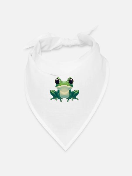 Grüner Frosch - Bandana Dreieckstuch - Weiß