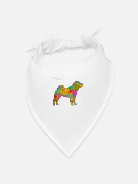 Shar Pei Multicolor - Bandana Dreieckstuch - Weiß