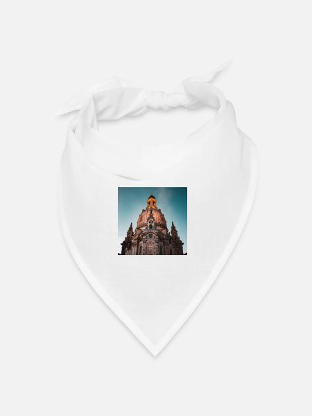 Frauenkirche Dresden - Lokale KI Kunst #1 - Bandana Dreieckstuch - Weiß