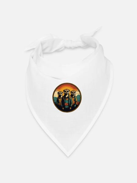 Coole Erdmännchen im Outdoor Outfit Vintage Stil - Bandana Dreieckstuch - Weiß